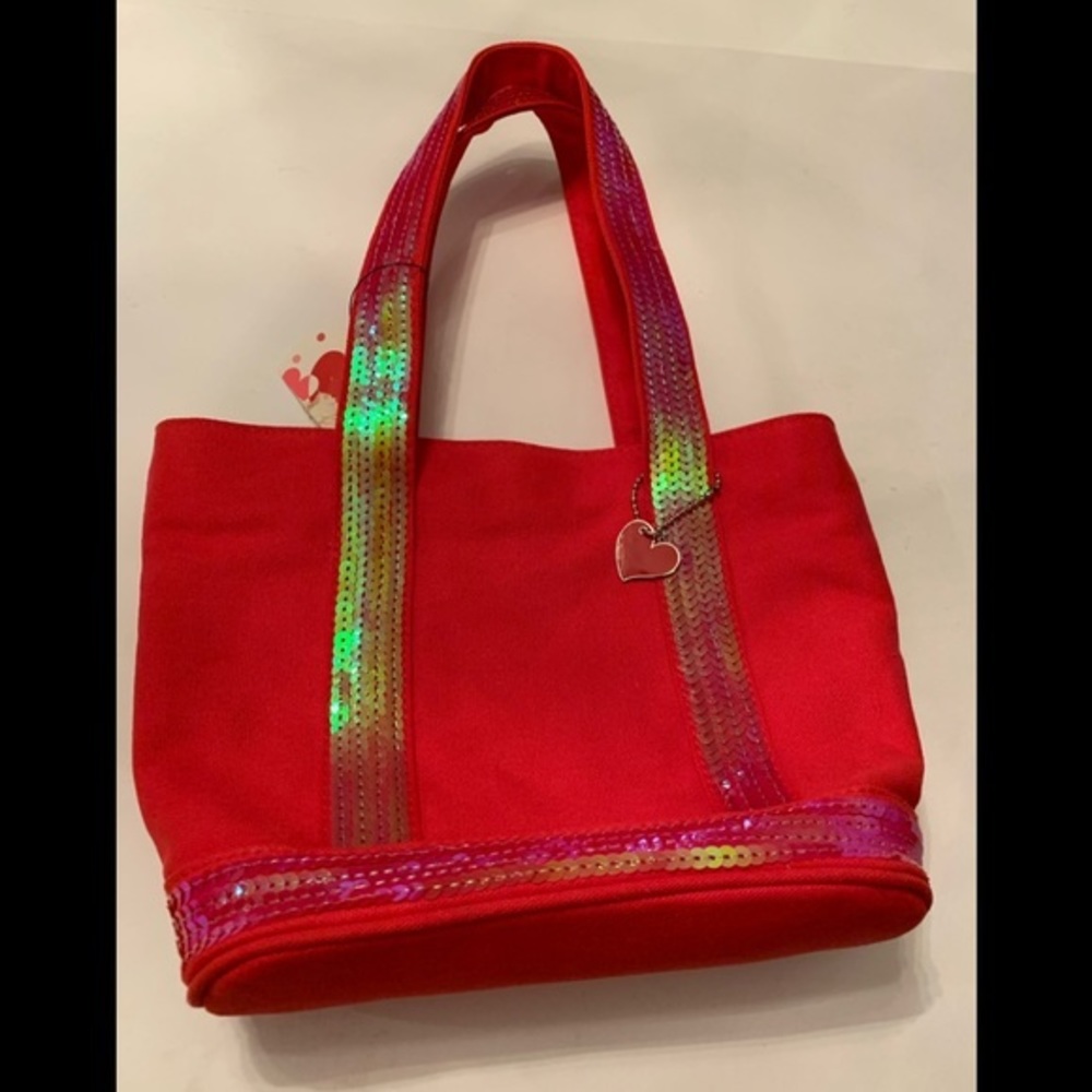 Red Purse with Sequins and Red Heart Tag NWOT